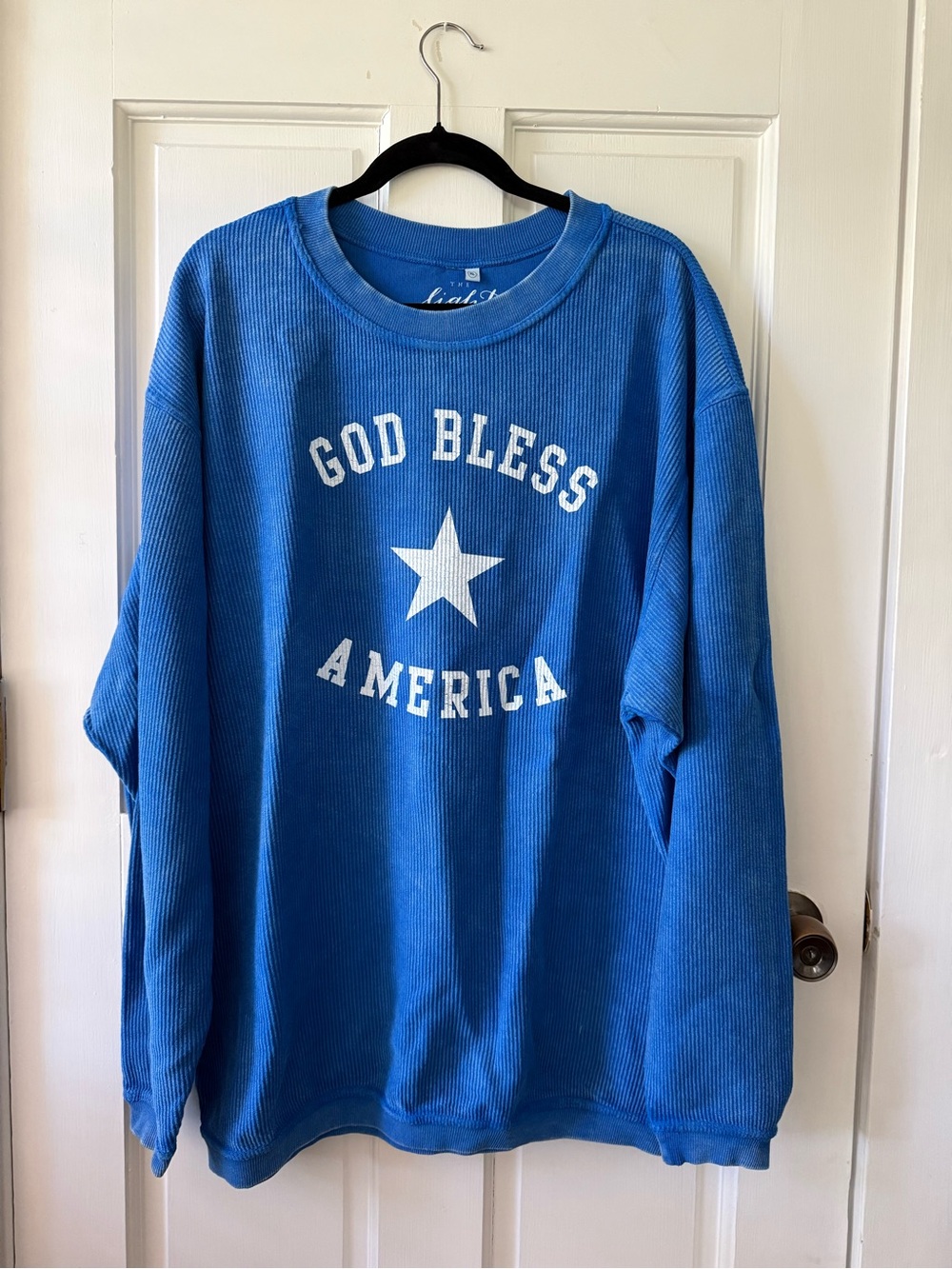 God Bless America Crewneck Ribbed Sweatshirt- never worn!